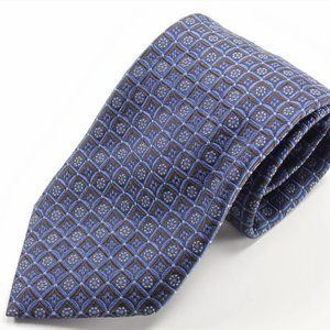 Canali Blue & Brown Geometric Mens Silk Necktie
